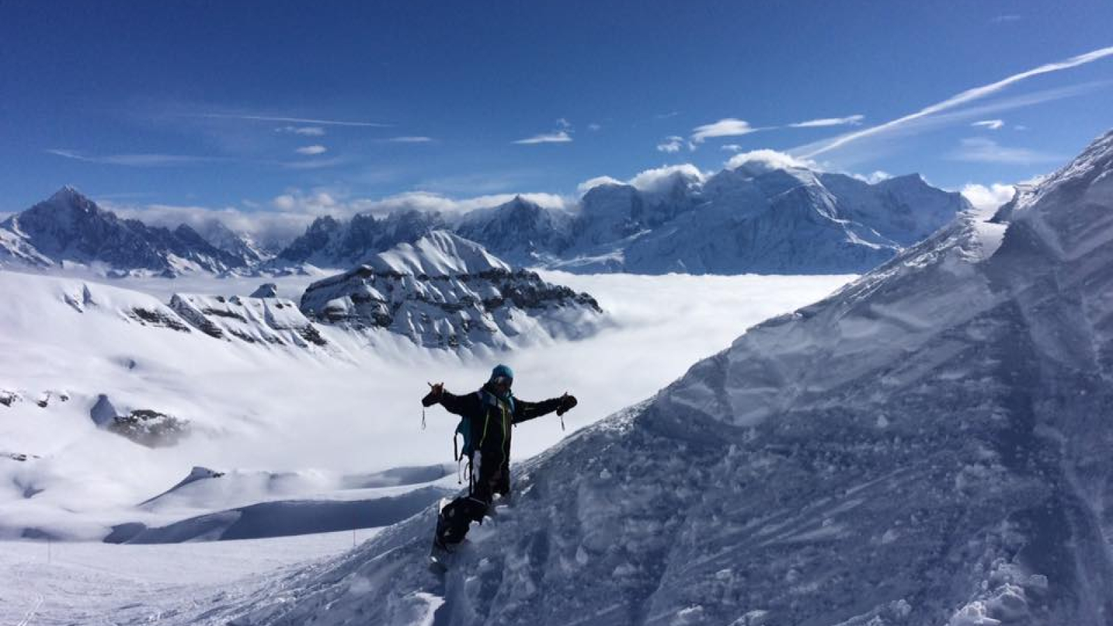 Cours de snowboard avec vue sur le mont Blanc