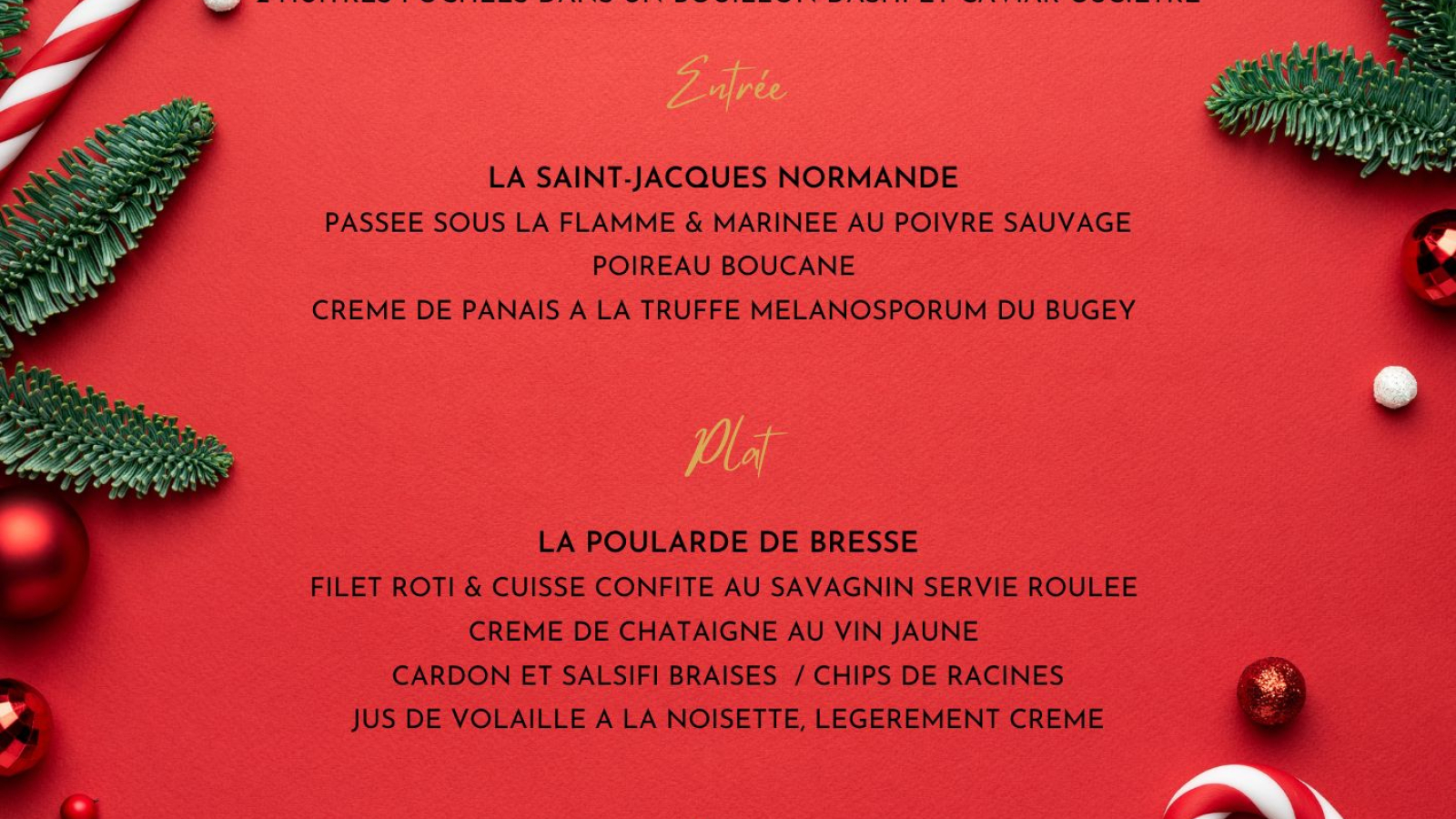 Menu à emporter de Noël