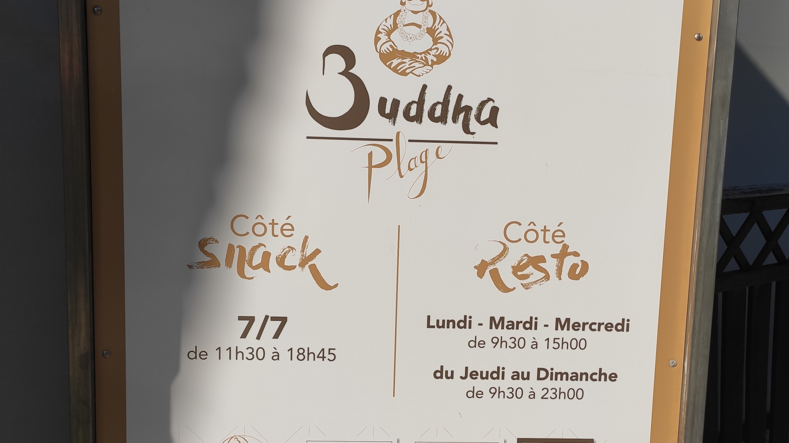 Carte du BUDDHA PLAGE restaurant près du plan d'eau des Oudins