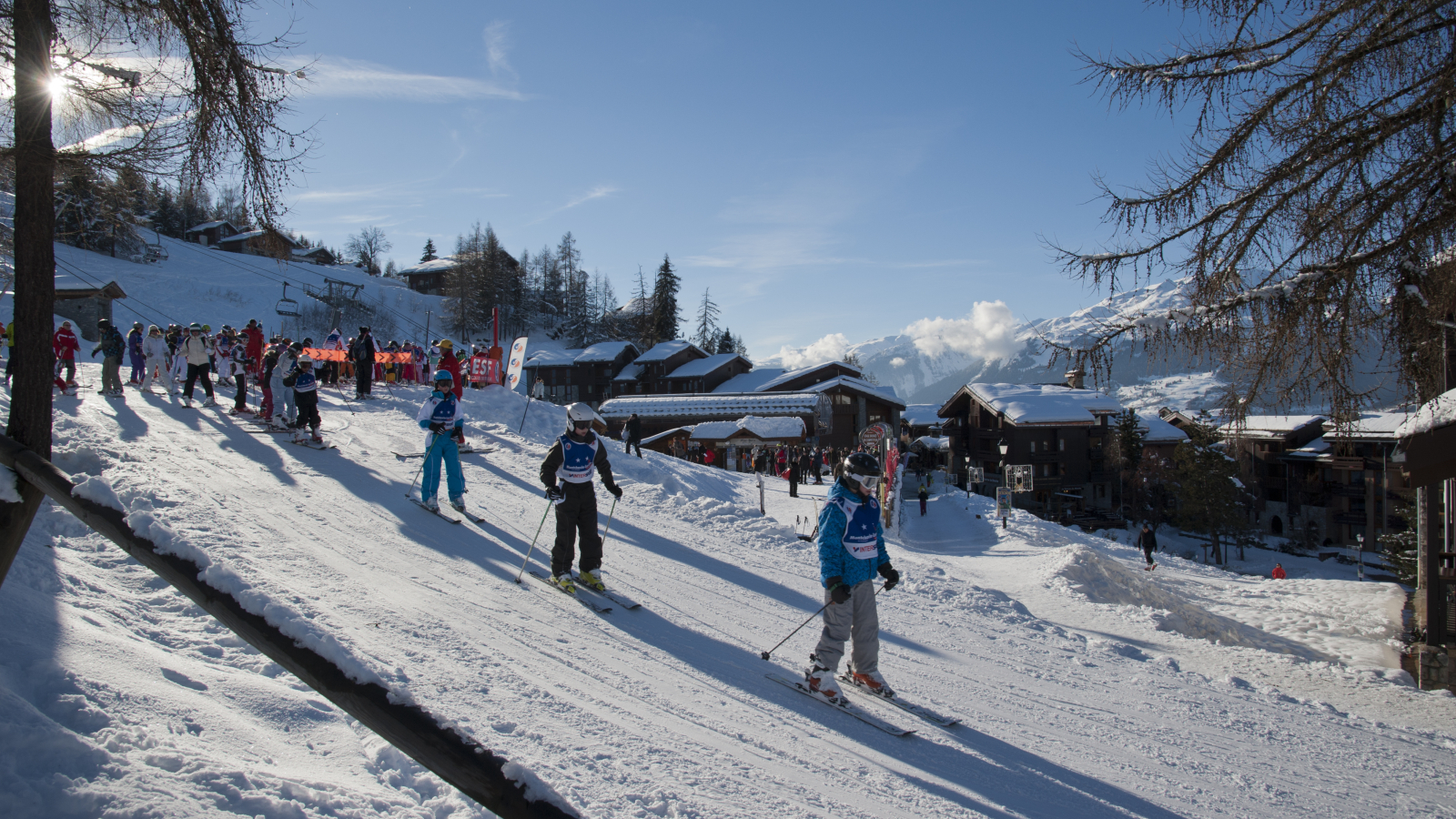 Ski school meeting point at the bottom of the slopes