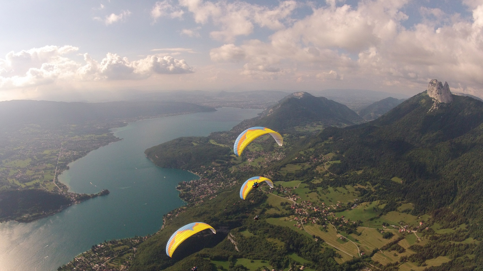 Paragliding flight in an unusual spot