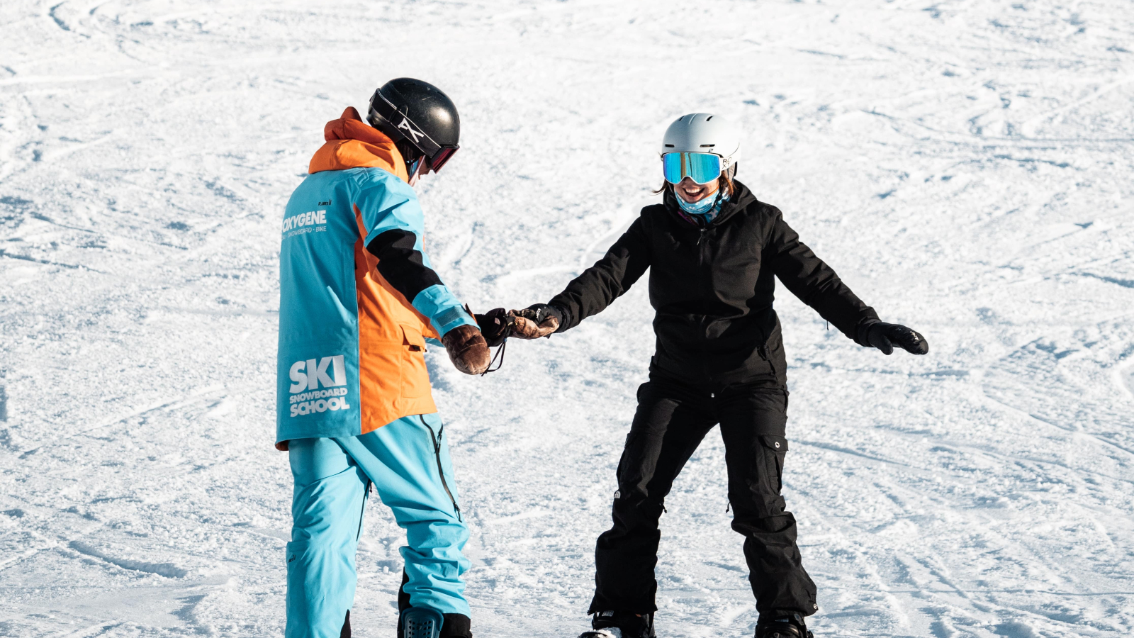 Initiation snowboard avec un moniteur