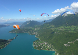 Paragliders in flight