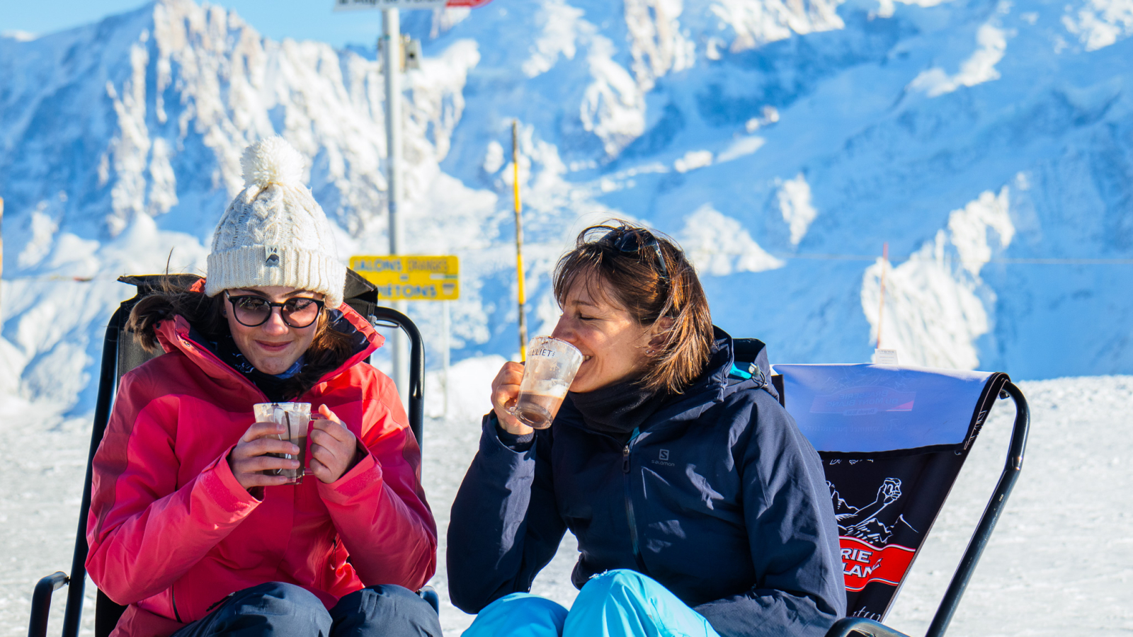 Deckchairs with views of Mont Blanc