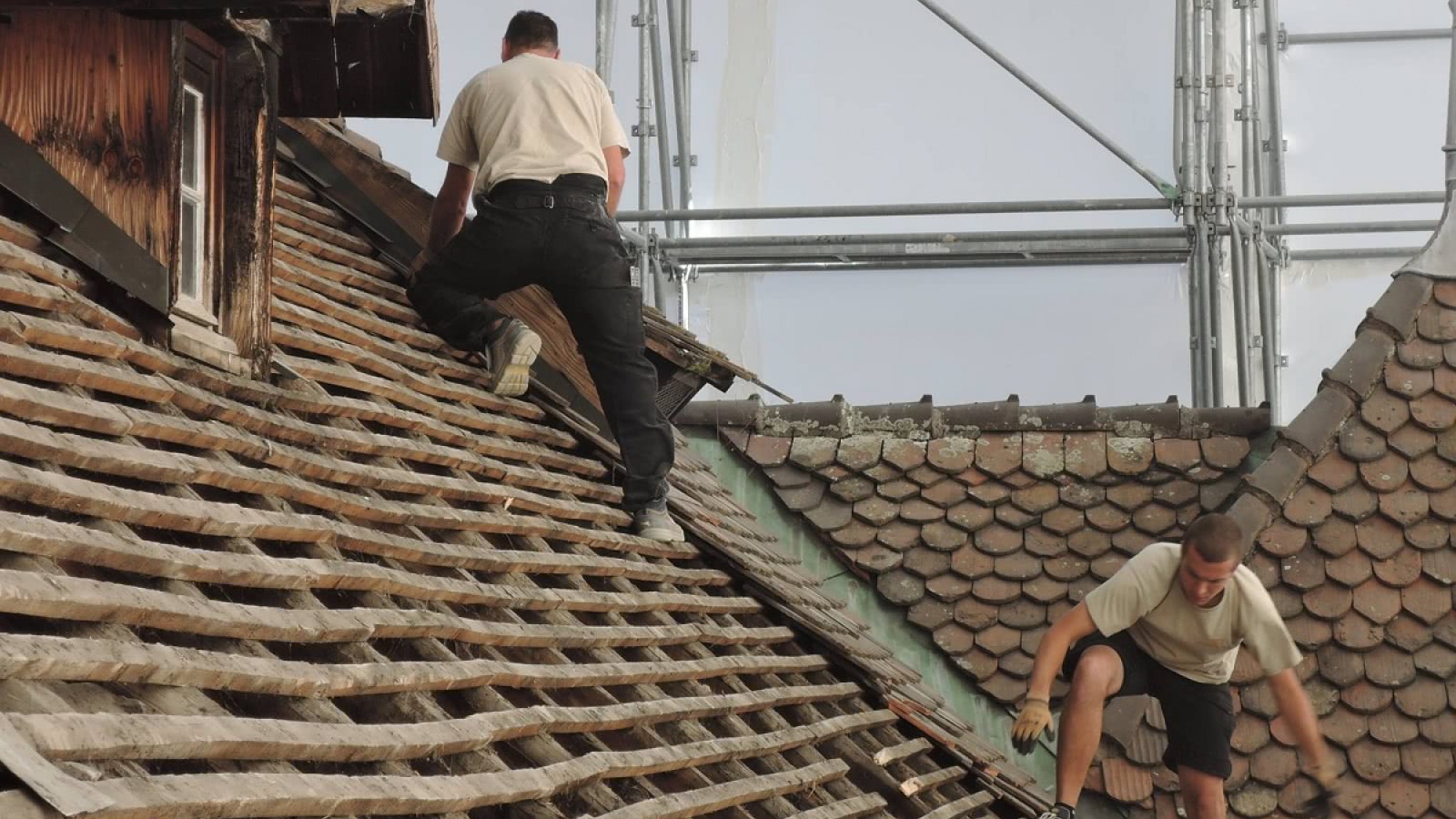 Annecy, Palais de l'Ile, chantier de restauration, août 2016