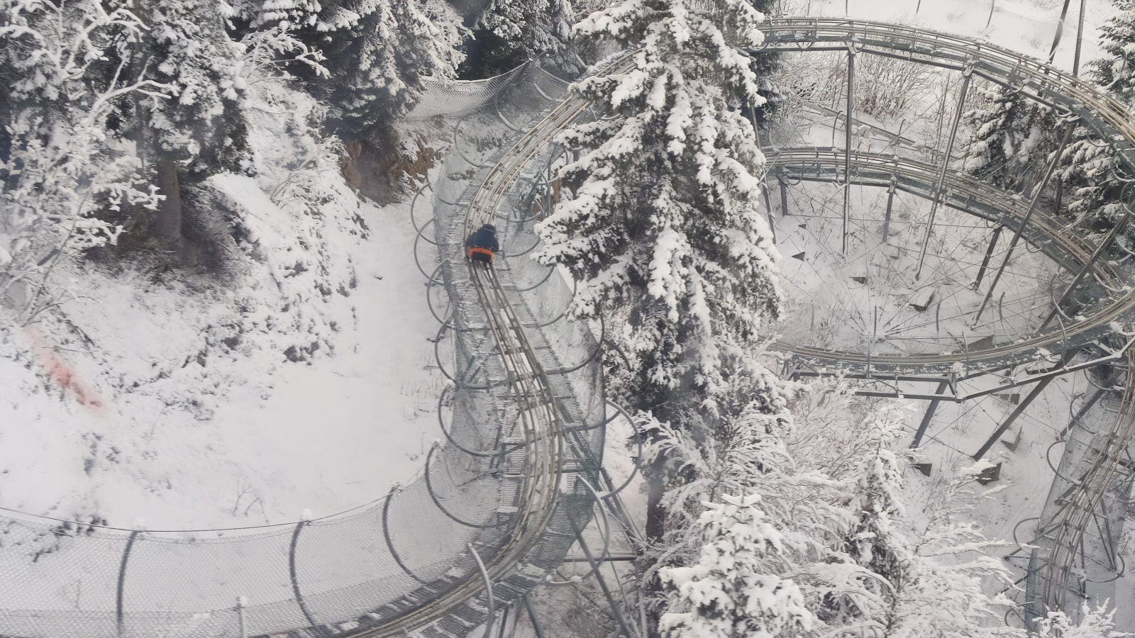 Luge sur rails en hiver