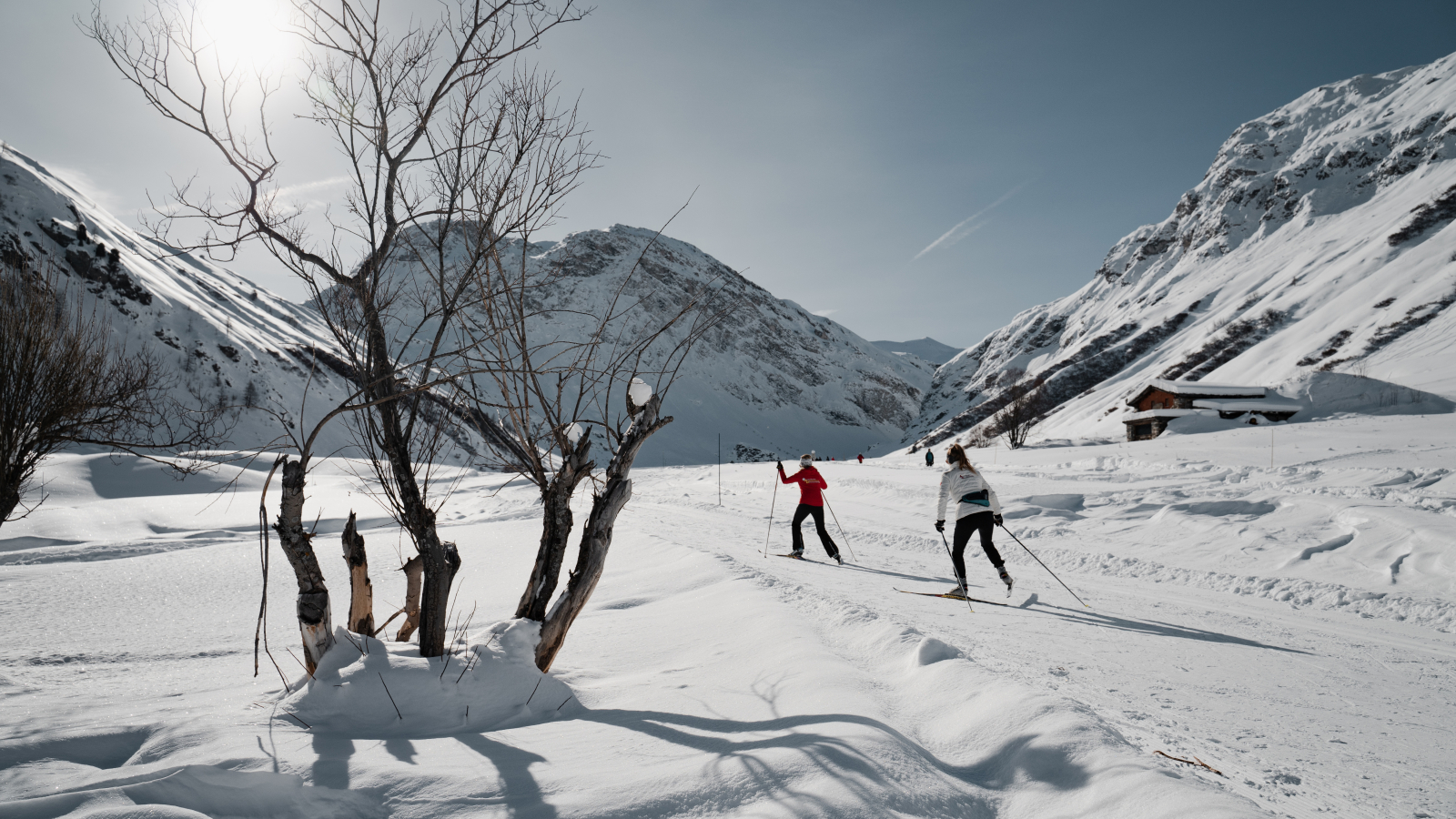 Cession ski de fond entre amies dans la Vallée du Manchet à Val d'Isère