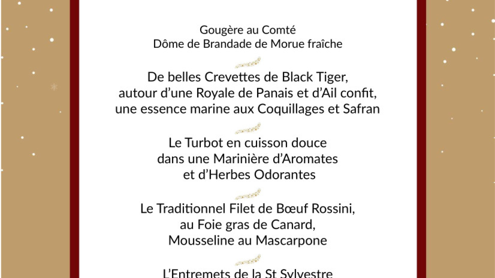 Menu St Sylvestre