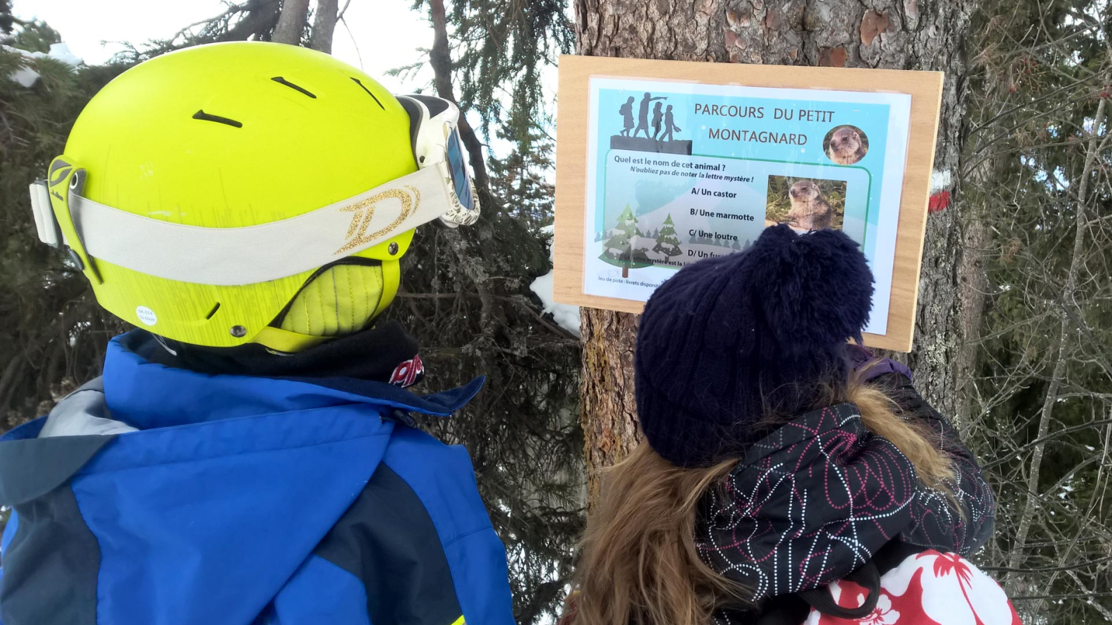 Photo famille parcours du Petit Montagnard hiver Chamrousse