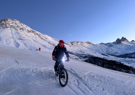 Mountain biking on snow