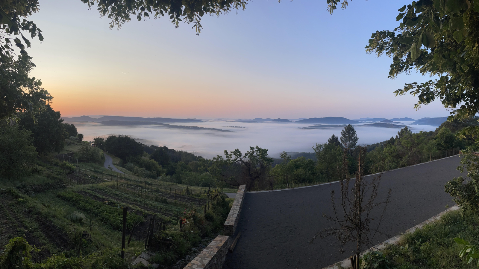 La vue de notre terrasse au Bistrot de Malbosc