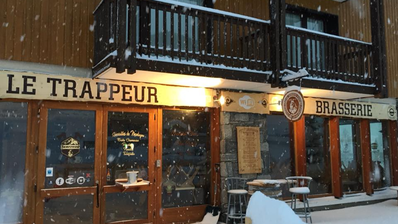 Snow-covered entrance and terrace