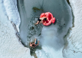 Photo winter swimming Robert Chamrousse lakes