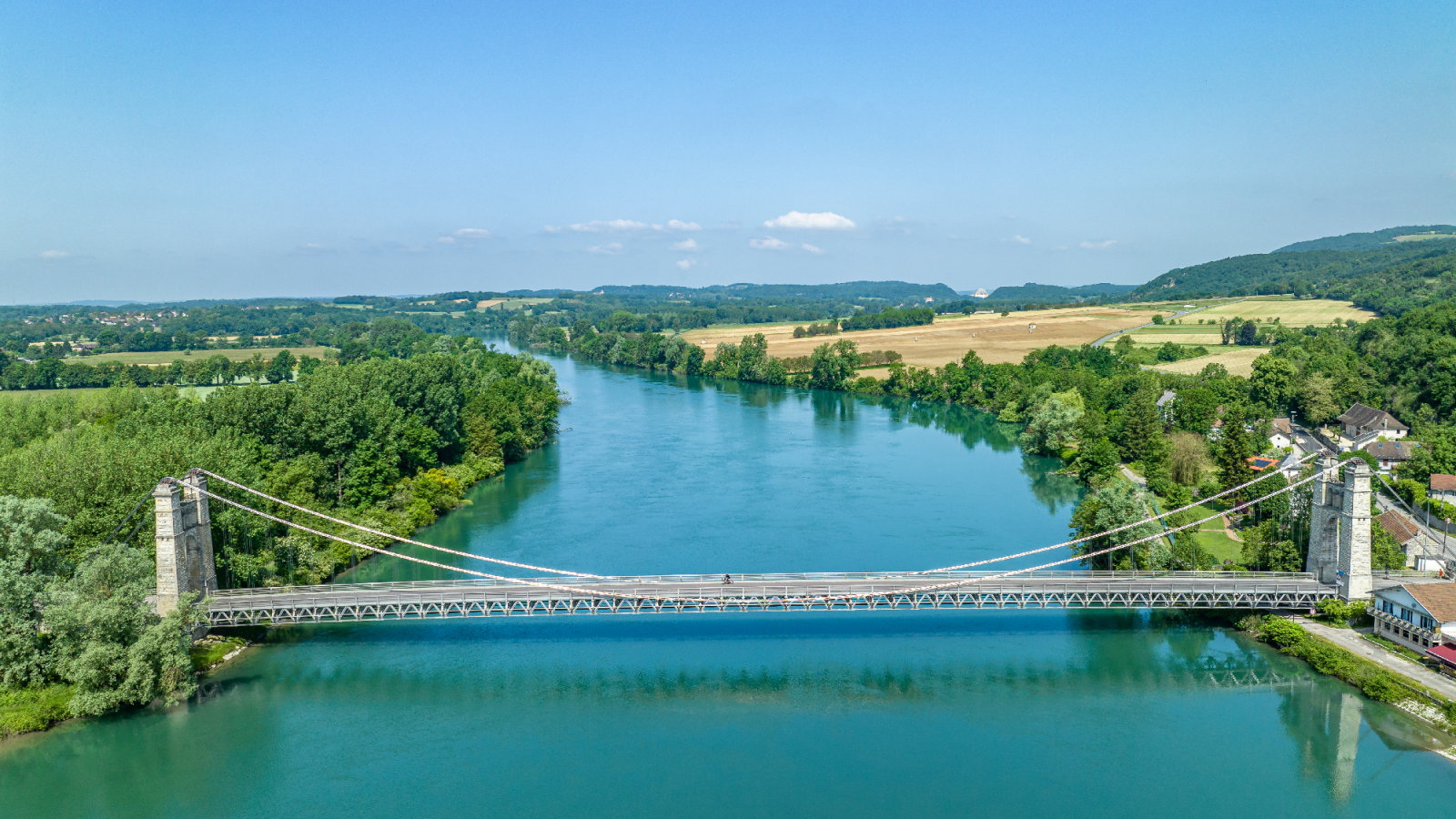 Viarhôna : Vue sur le pont de Groslée - Balcons du Dauphiné