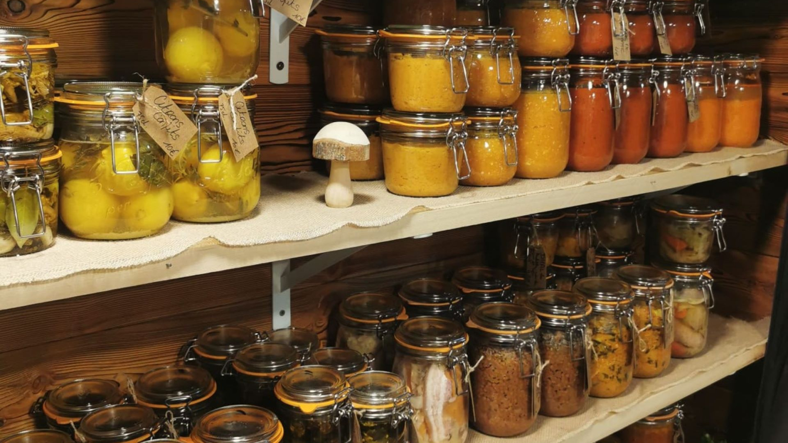 Jar and beverage shelves