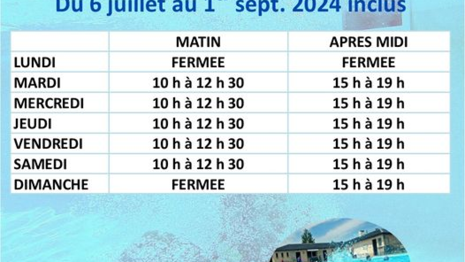 Affiche tarifs et horaires