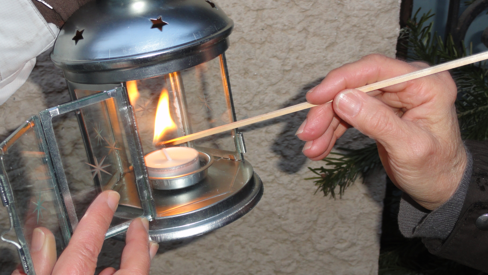 Lighting a lantern