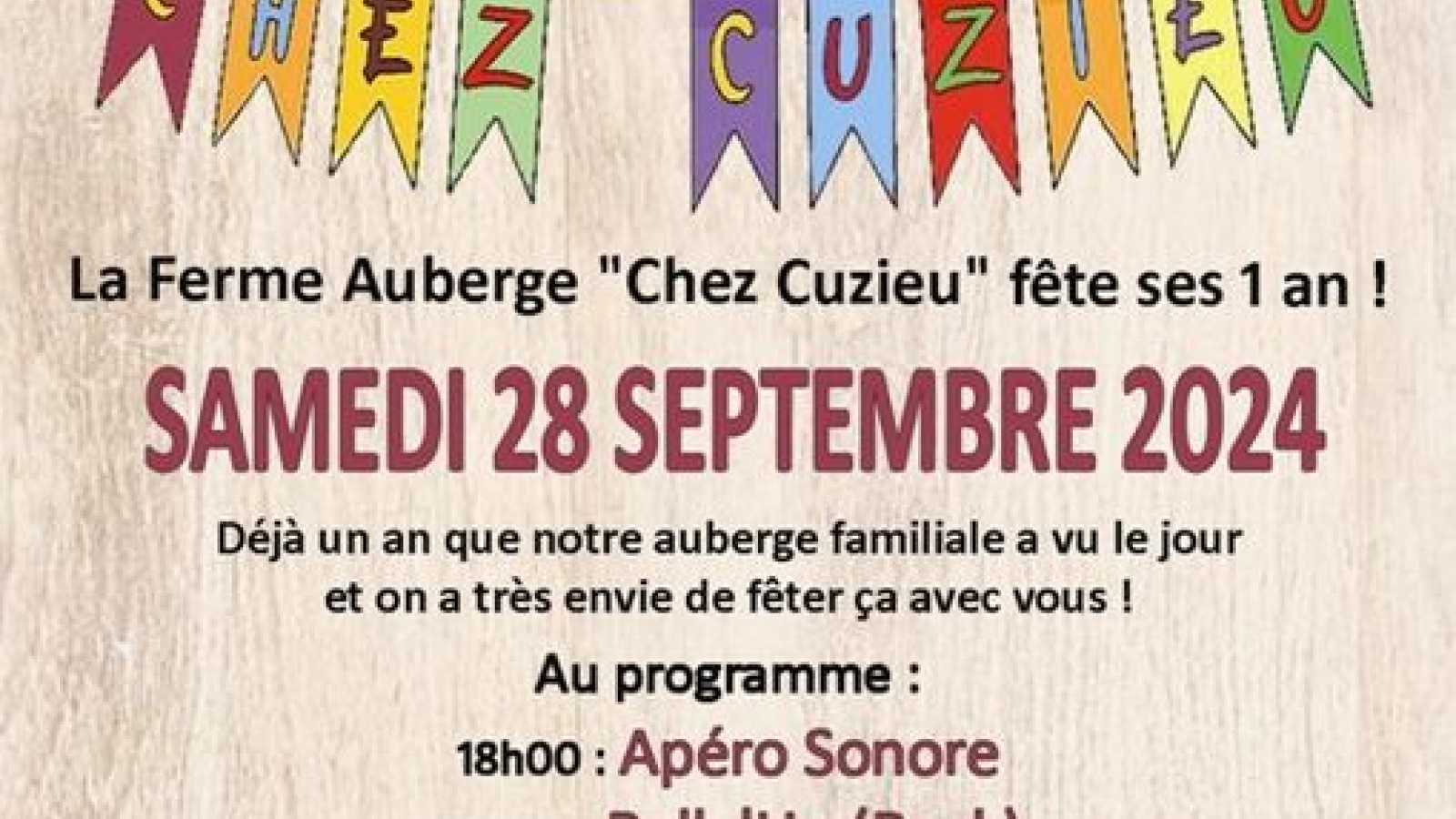 L'auberge 'Chez Cuzieu' fête ses 1 an à Munet