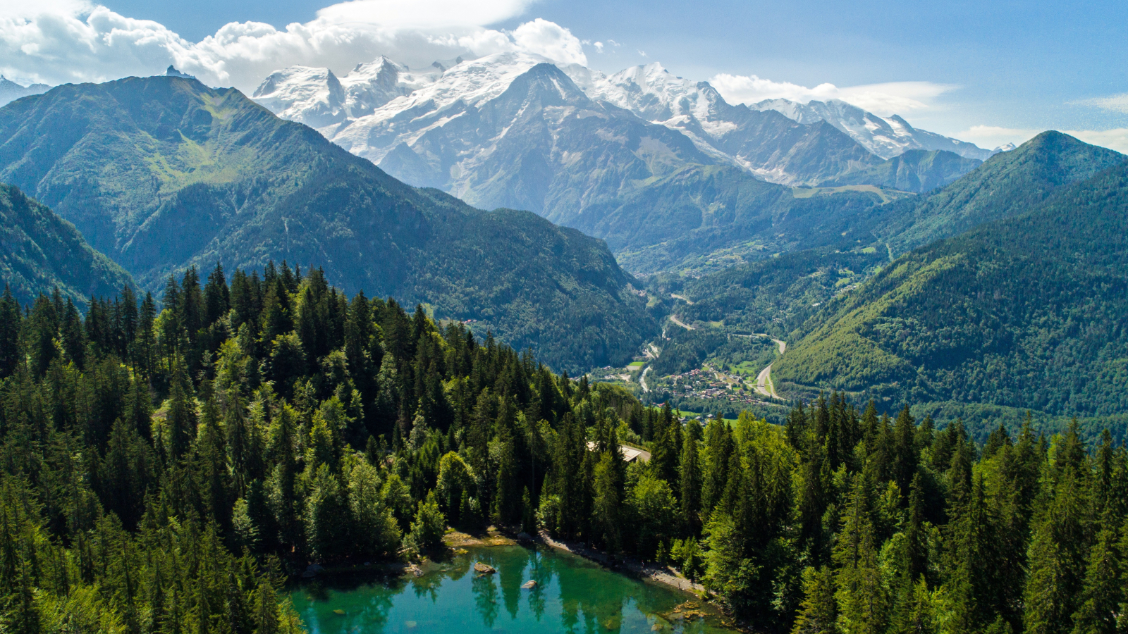 Drone view over the Lac Vert