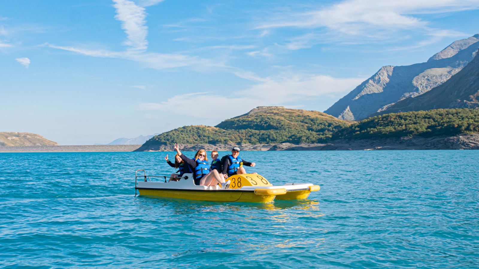 Pedal boats on Lake Mont-Cenis