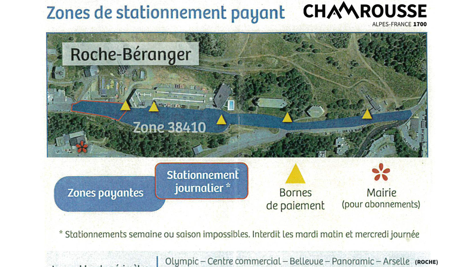 Pay parking map shopping center (P3) Chamrousse