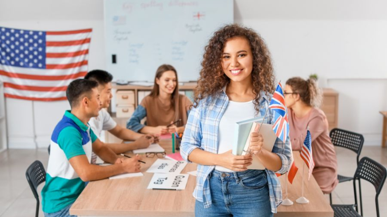 2tudiants dans un cours de langue