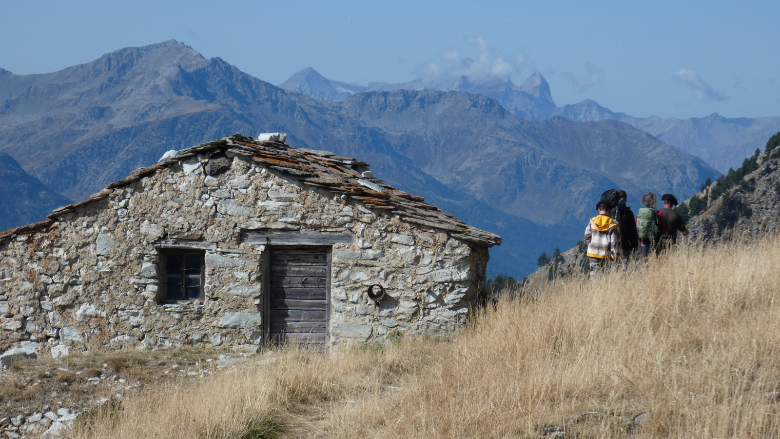 Stone chalet in the mountain pasture