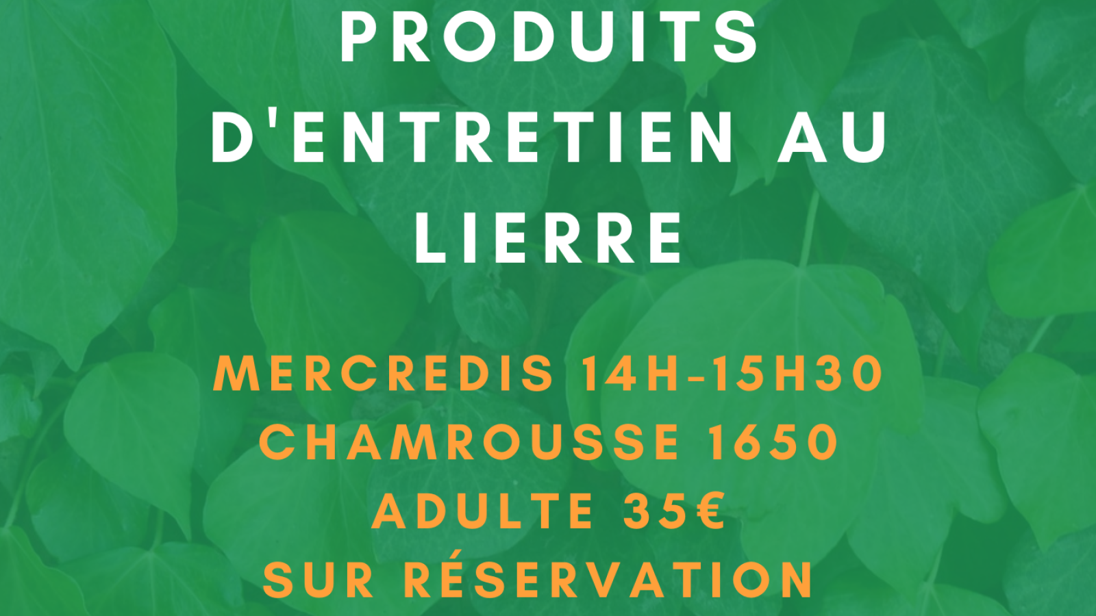 Affiche atelier produits d'entretien au lierre Chamrousse