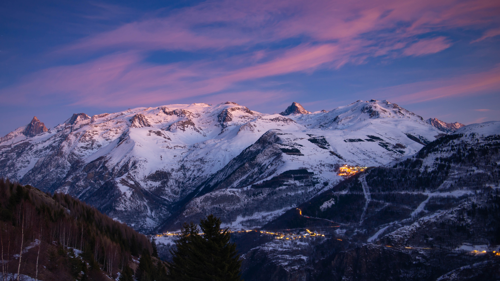 Coucher de soleil sur les 2 alpes et les écrins