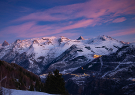 Coucher de soleil sur les 2 alpes et les écrins