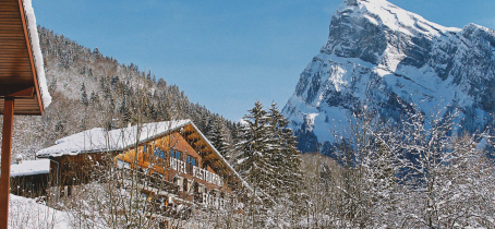 View of the hotel in winter