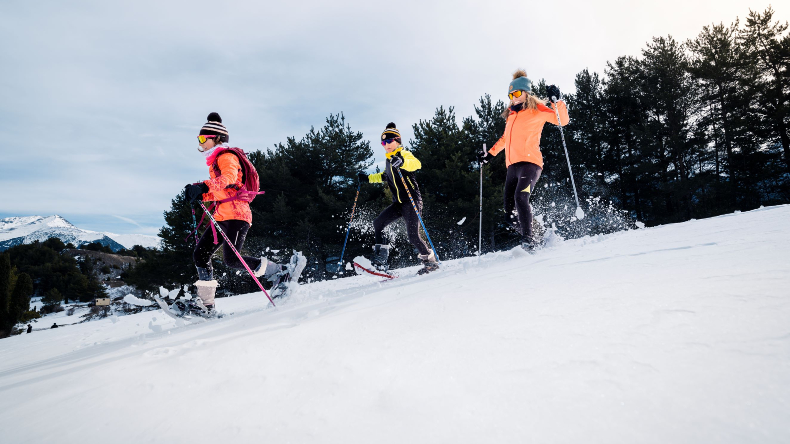 Snowshoeing in the forest