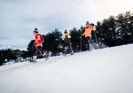 Snowshoeing in the forest